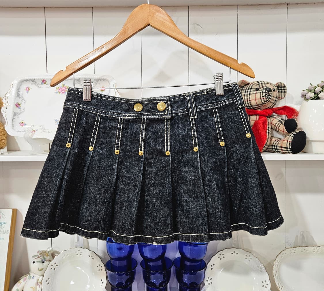 데님 플리츠 미니스커트 상품이미지1