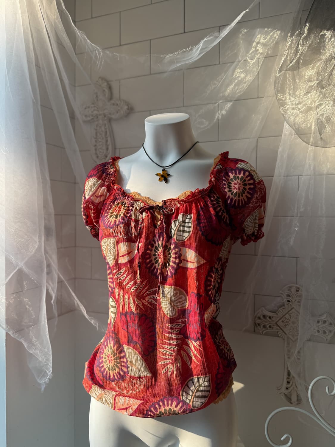 Hawaiian Puff Blouse 0373 상품이미지1