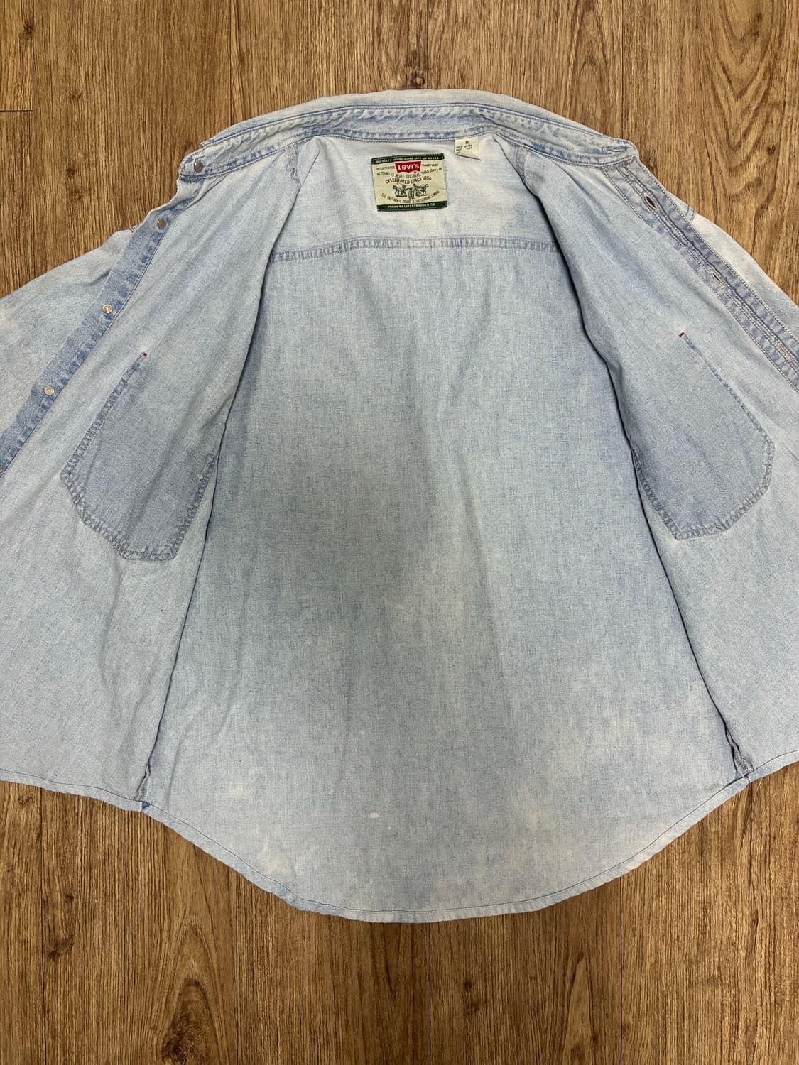 리바이스 워싱 데님 셔츠 웨스턴 셔츠 연청 M 상품이미지5