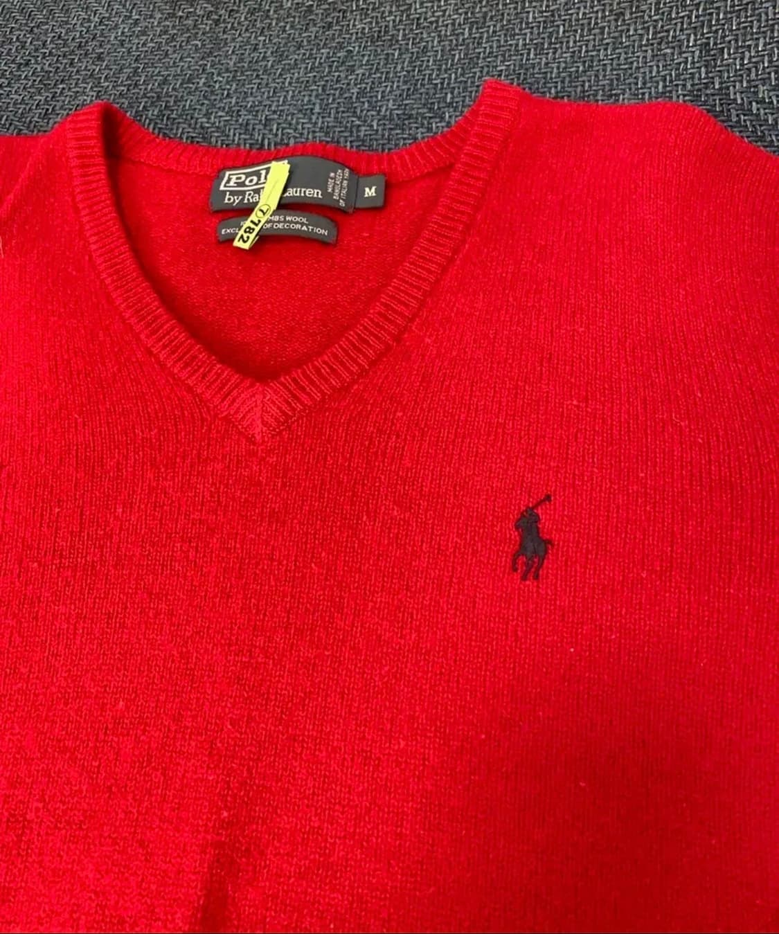 (빈티지) 폴로 브이넥 니트 레드 상품이미지3