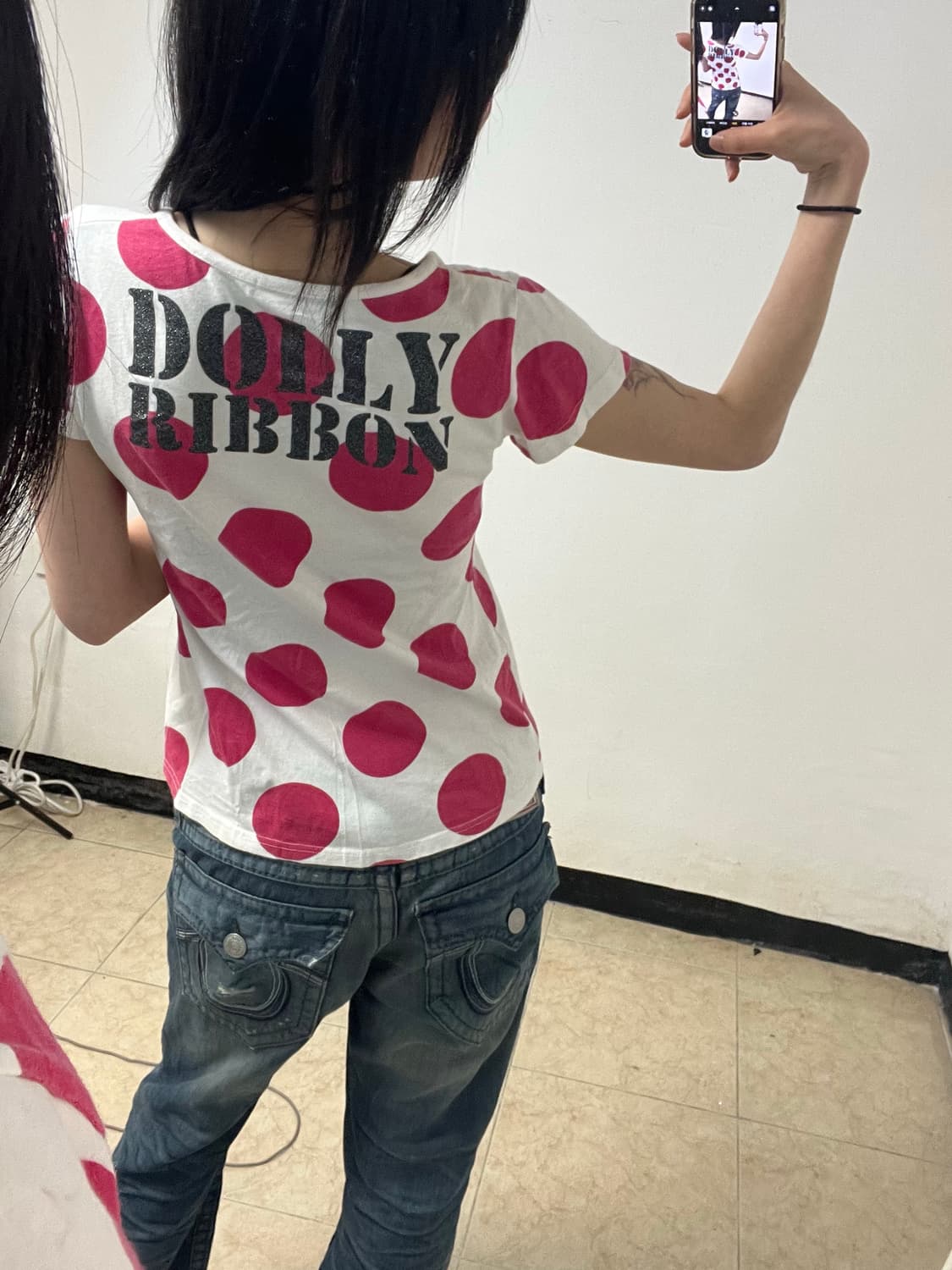 J2K 핑크 도트 레터링 티셔츠 상품이미지4