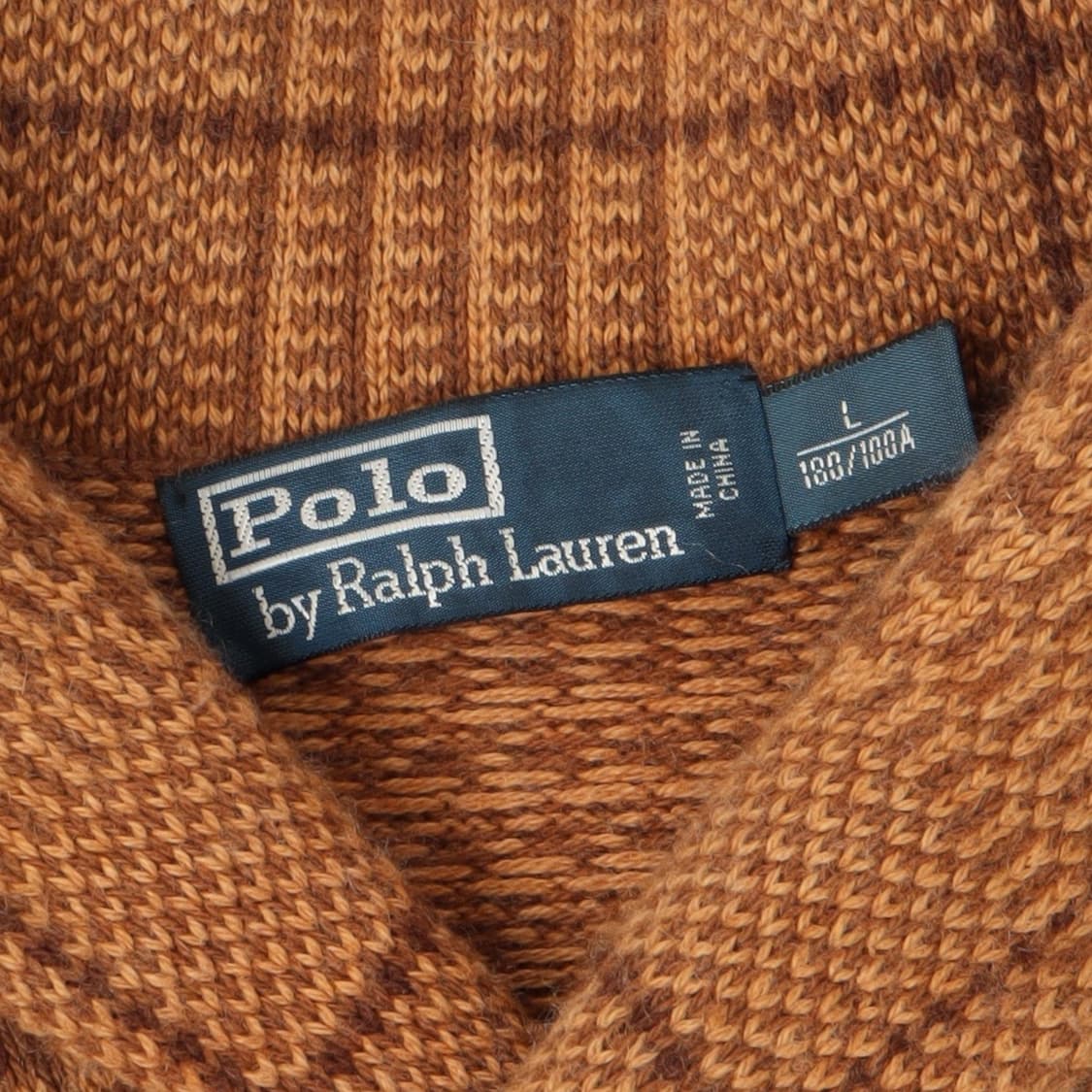 폴로 랄프로렌 카멜 체크 스웨이드패치 숄카라 니트 상품이미지8