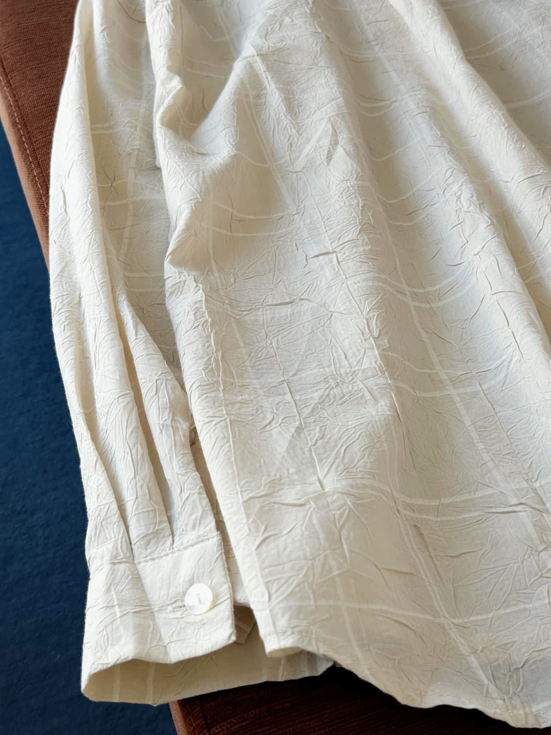 Cotton poly wrinkled check shirt 상품이미지5
