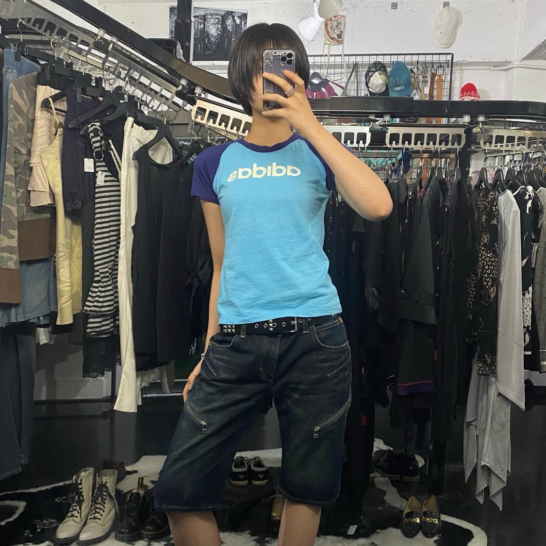Adidas 큐빅 디테일 레글런 반팔 티셔츠 상품이미지8
