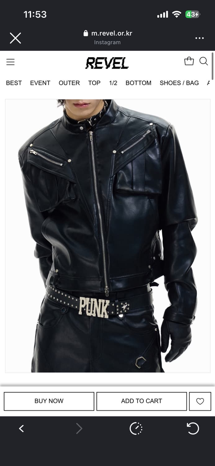 Metal Zipper PU Leather Rider Jacket 상품이미지1