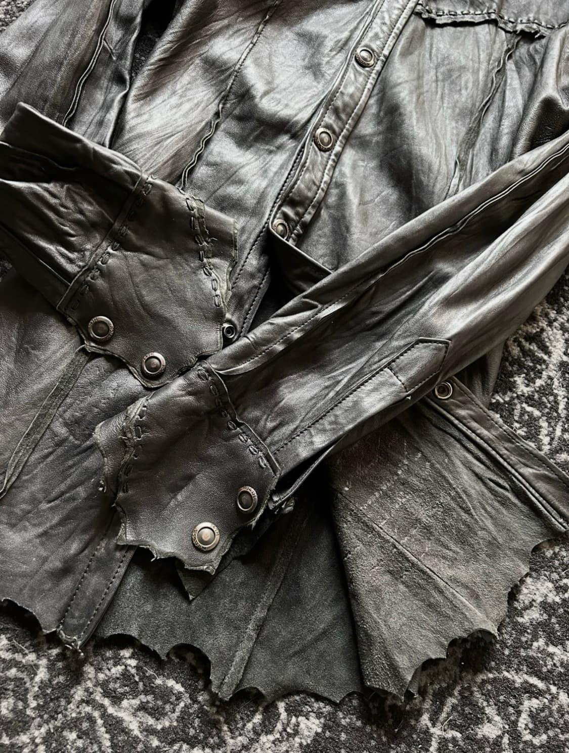 14th addiction rare cutting leather shir 상품이미지2