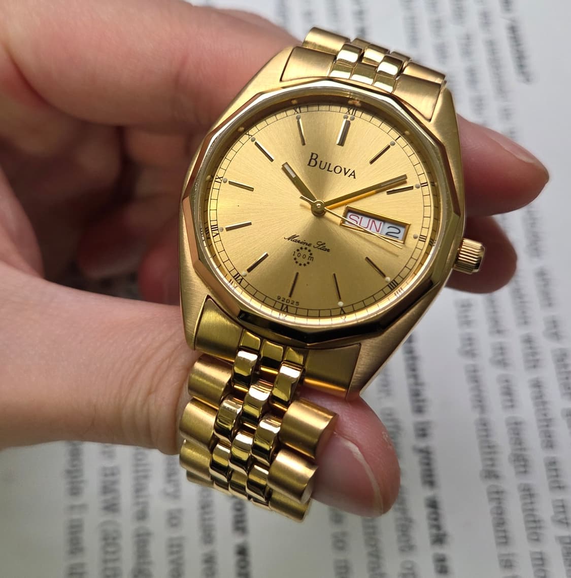 빈티지 부로바 마린스타 올금장 데이데이트 각베젤 쿼츠 쥬빌리줄 ver.
 상품이미지5