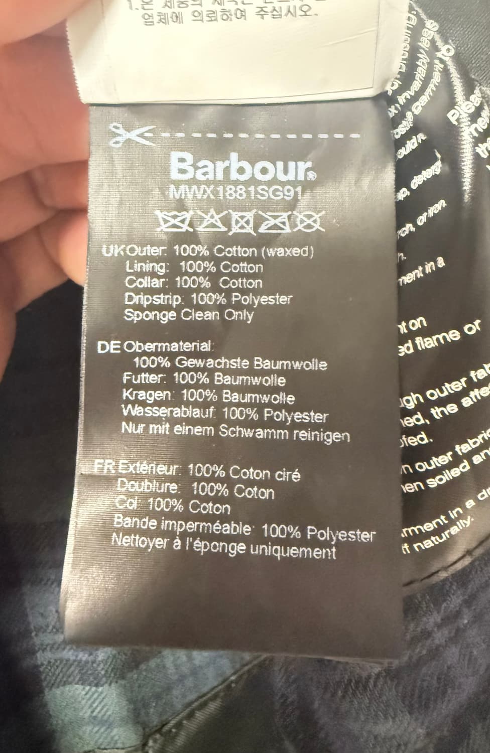 바버 비데일 왁스 자켓 상품이미지5