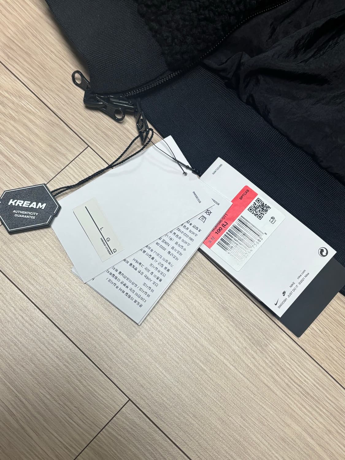 나이키 빅 스우시 풀집 자켓 블랙 L (크림택 새상품) 상품이미지3