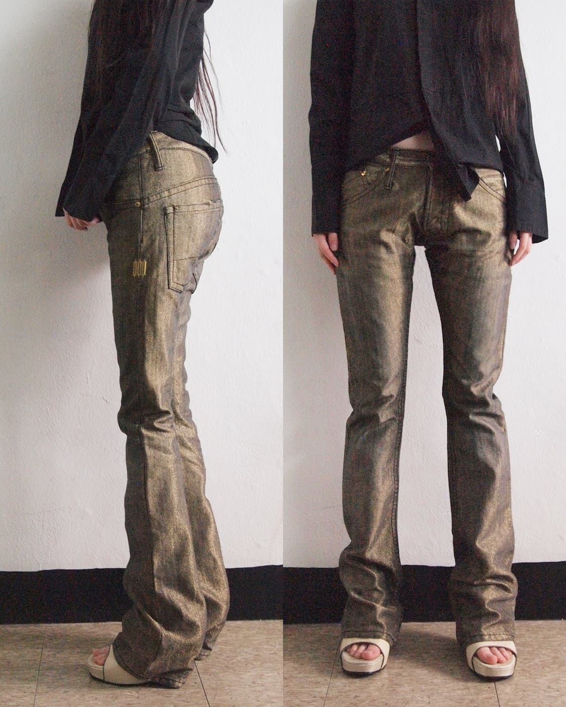 troiso jpn 골드 글리터 vkei 부츠컷 데님 상품이미지1