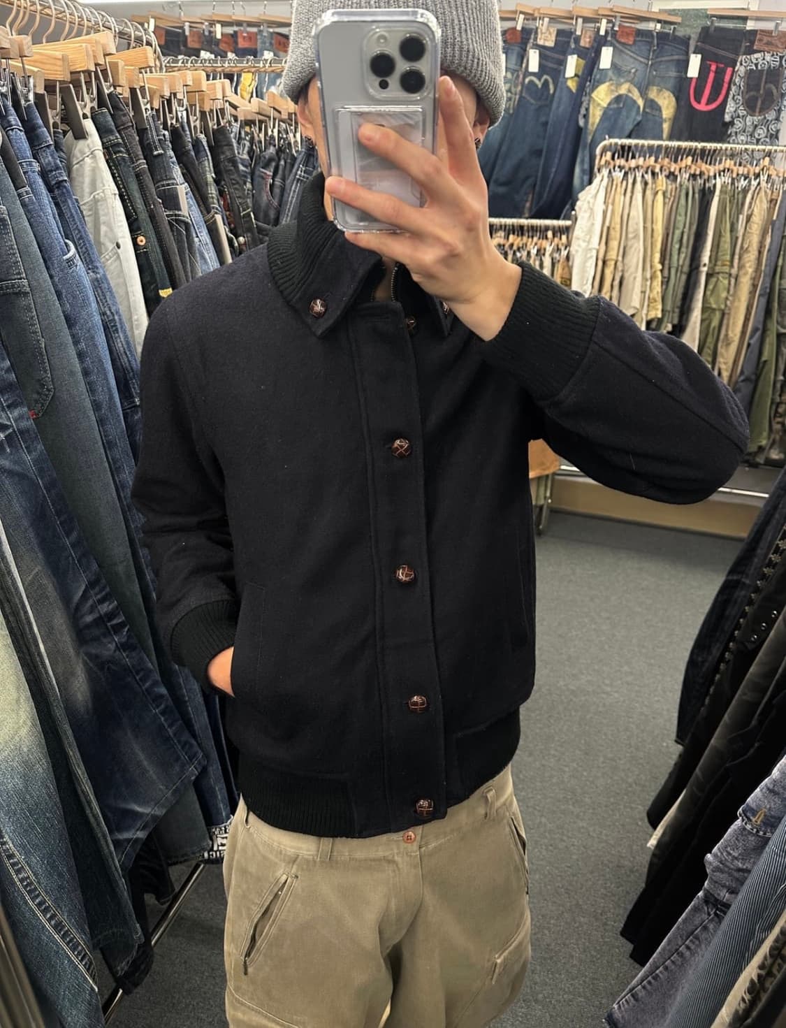 일본 빈티지 울 자켓 블랙 상품이미지2