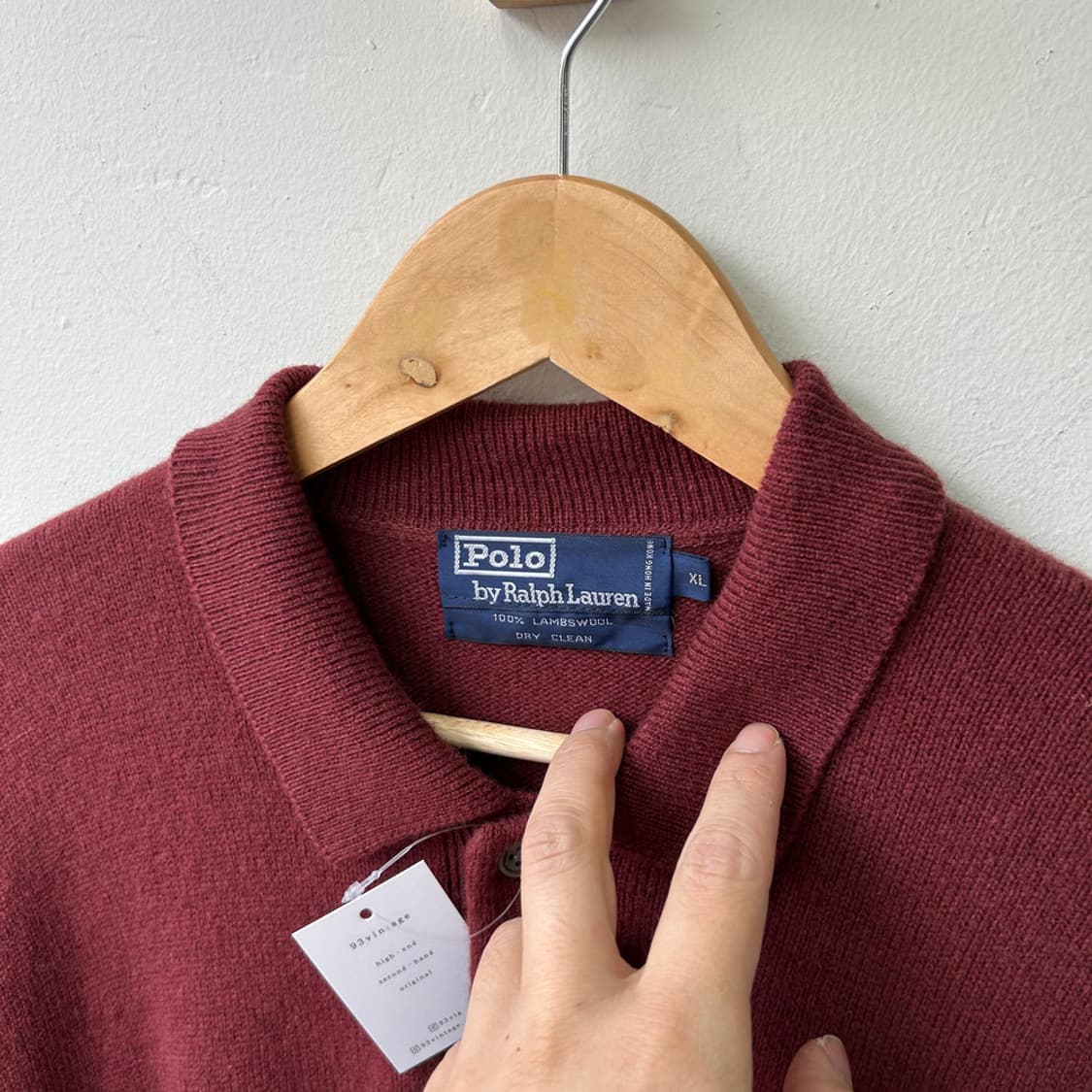 16245 - 폴로 랄프로렌 버건디 카라 울 니트 (램스 울 100%) 상품이미지3