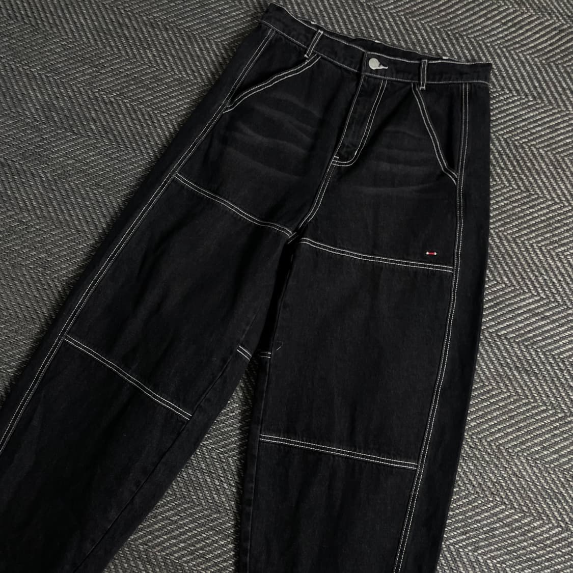 로맨틱 크라운 엔지니어드 와이드핏 데님 팬츠 블랙y 3722 상품이미지1