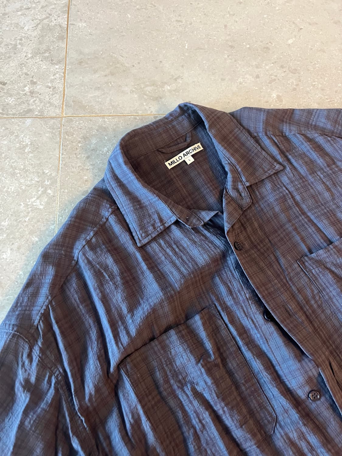 밀로아카이브 링클 체크 롤업 반팔셔츠 L 상품이미지2