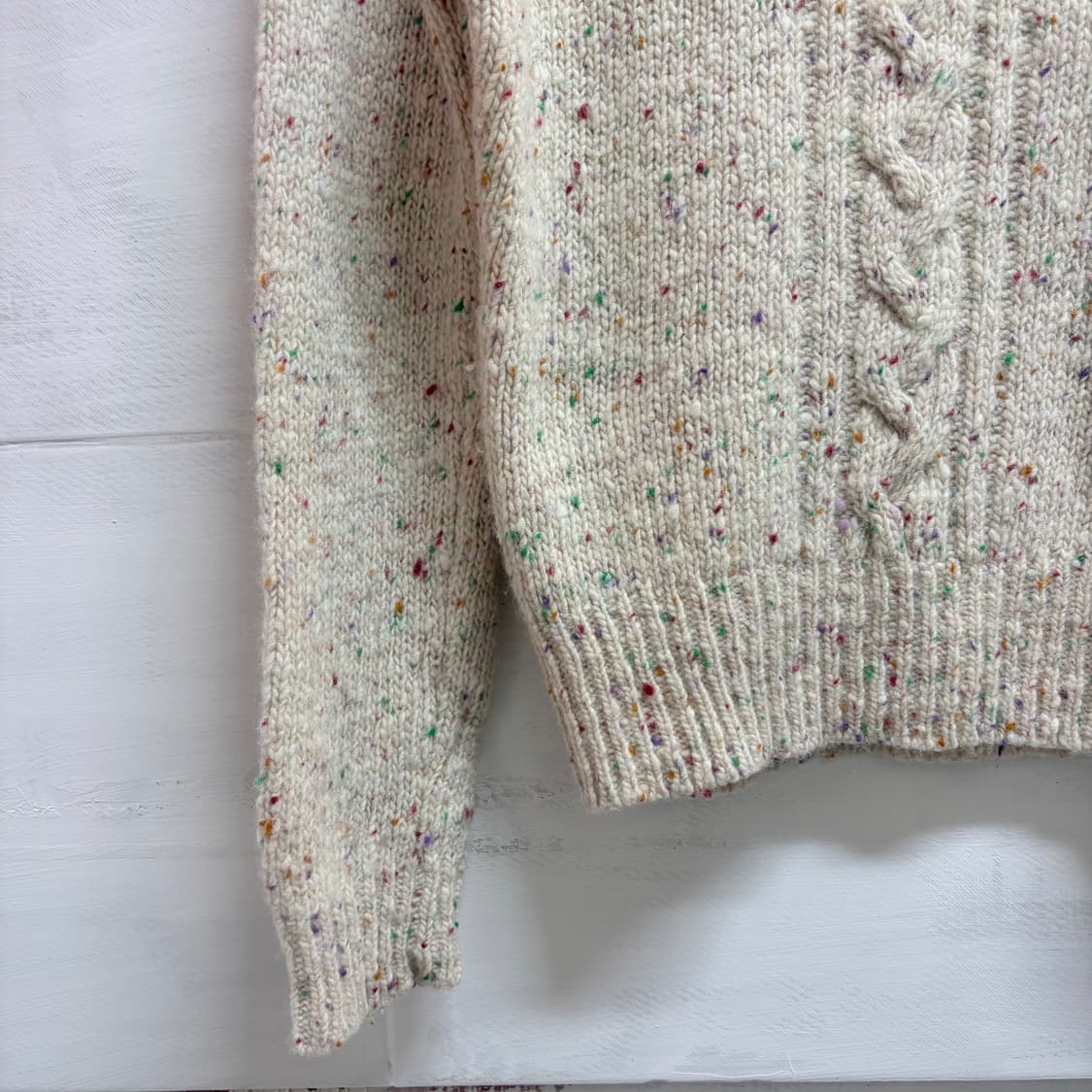 보카시 꽈배기 울 아이보리 니트 (JPN) 상품이미지3