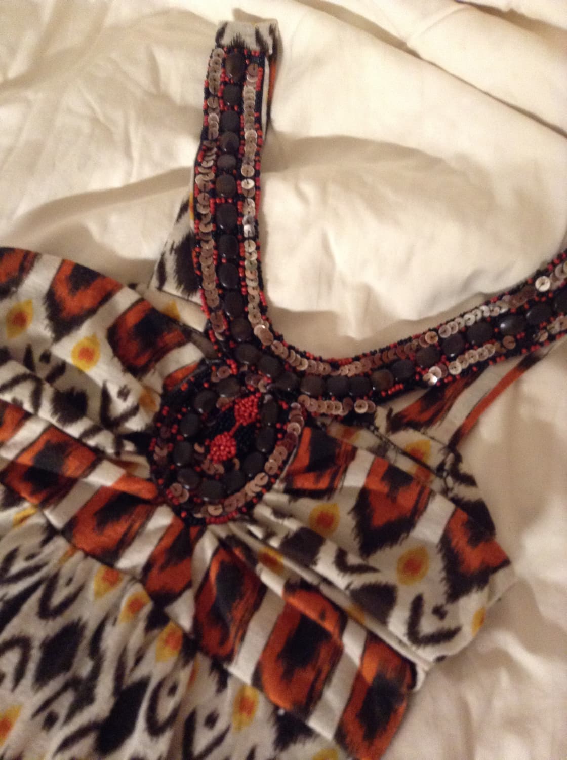 비즈 디테일 보헤미안 에스닉 패턴 슬리브리스 나시 탑 상품이미지2