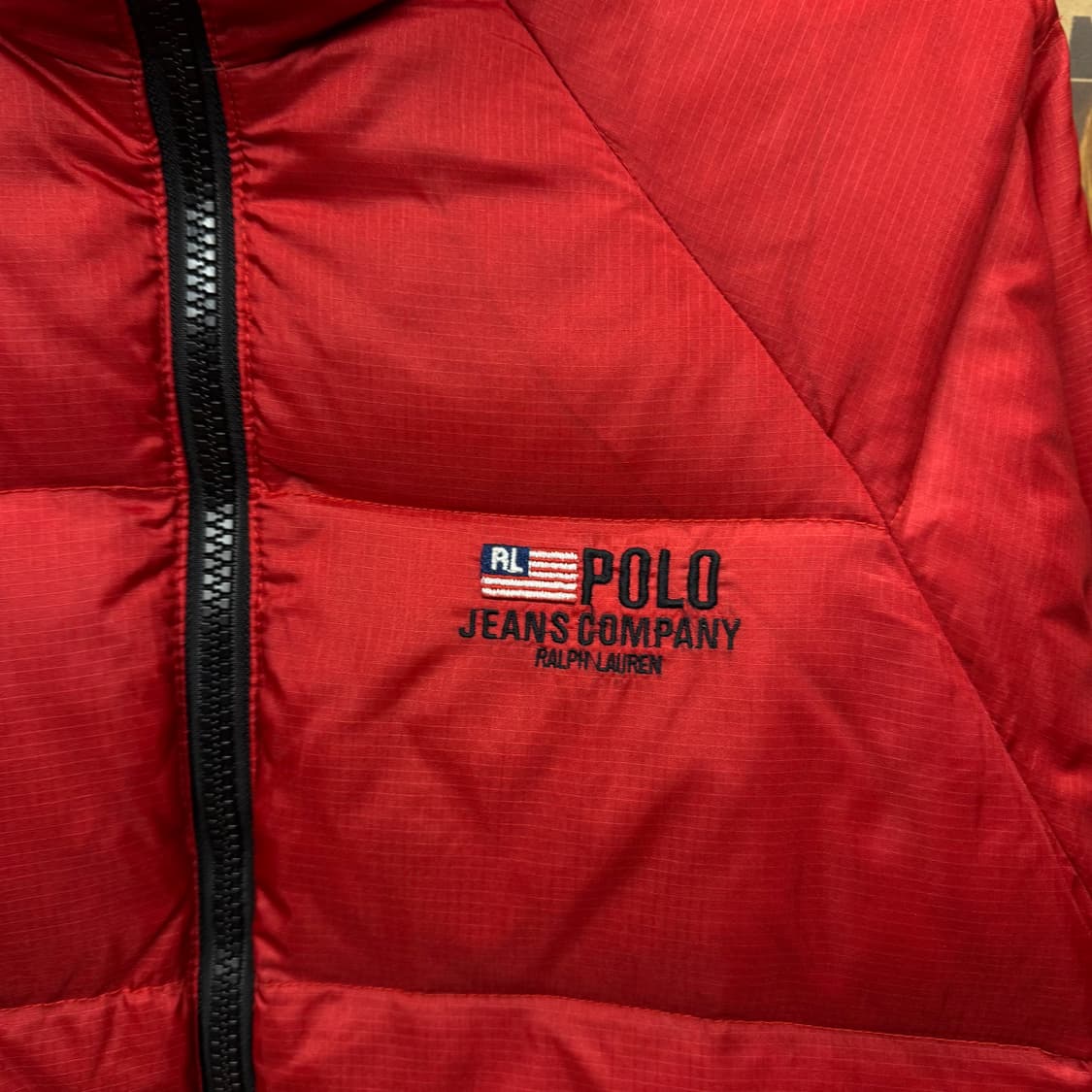 90s 폴로 랄프로렌 진스 다운 패딩 자켓 레글런 핏 레드 상품이미지5