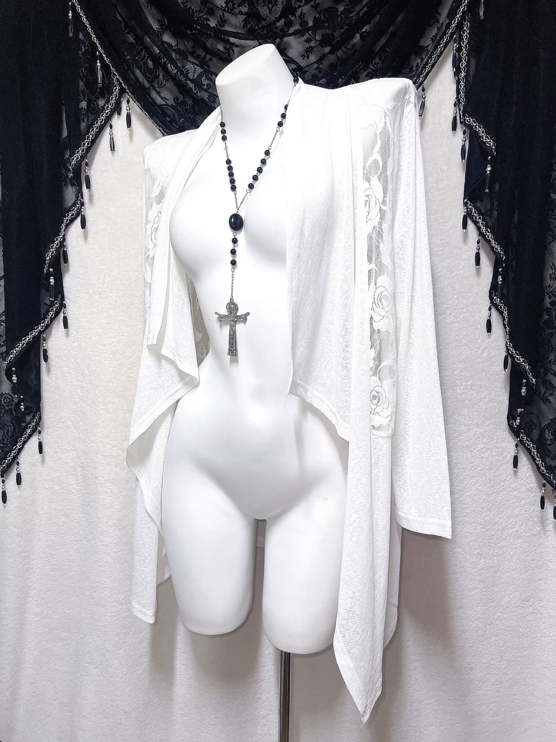 로맨틱고딕 엔젤릭 오리엔탈 퓨어화이트 레이스 로브 가디건 핀터 페어리 상품이미지1