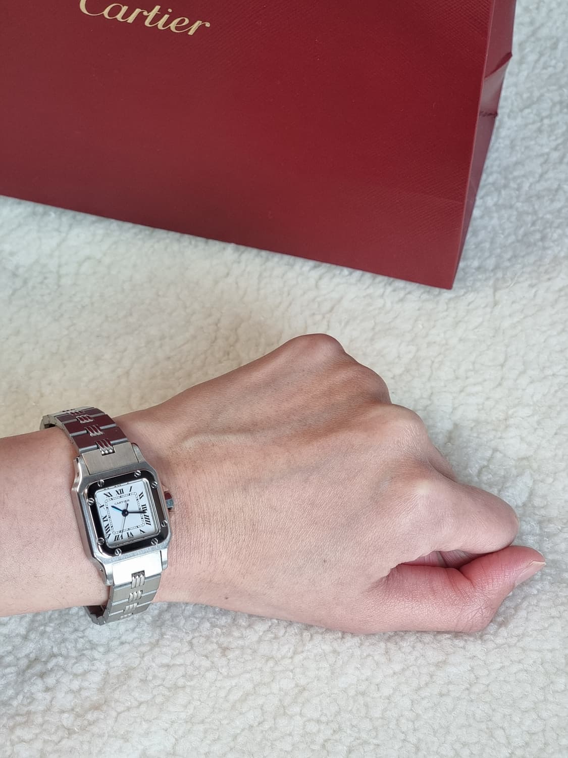 까르띠에 산토스 까레 스틸 스몰 S 오토메틱 여성시계 상품이미지7
