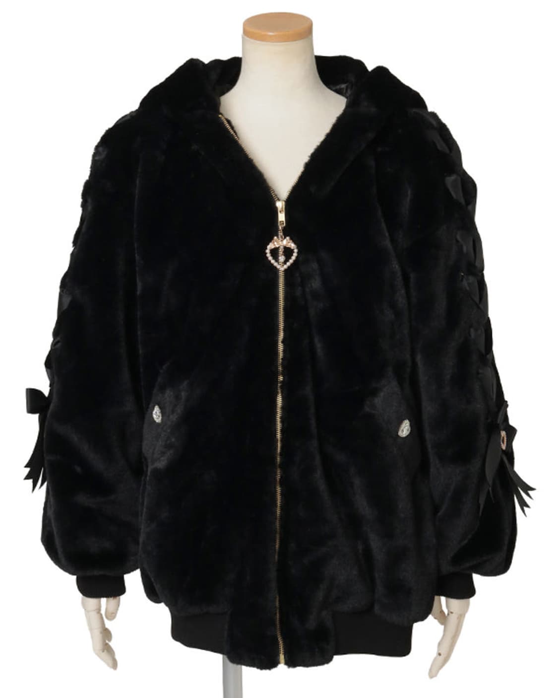 리즈리사 리본 토끼 퍼파카 상품이미지1