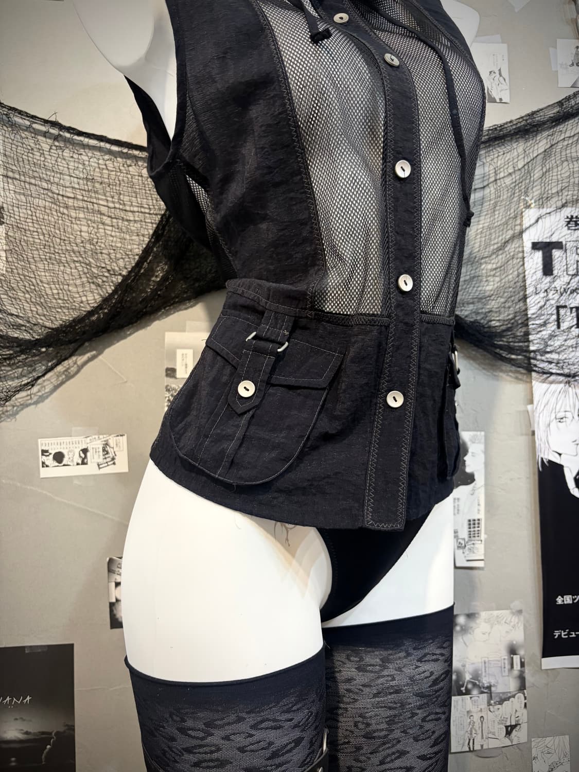 Gothic eyelet snap mesh vest  상품이미지6