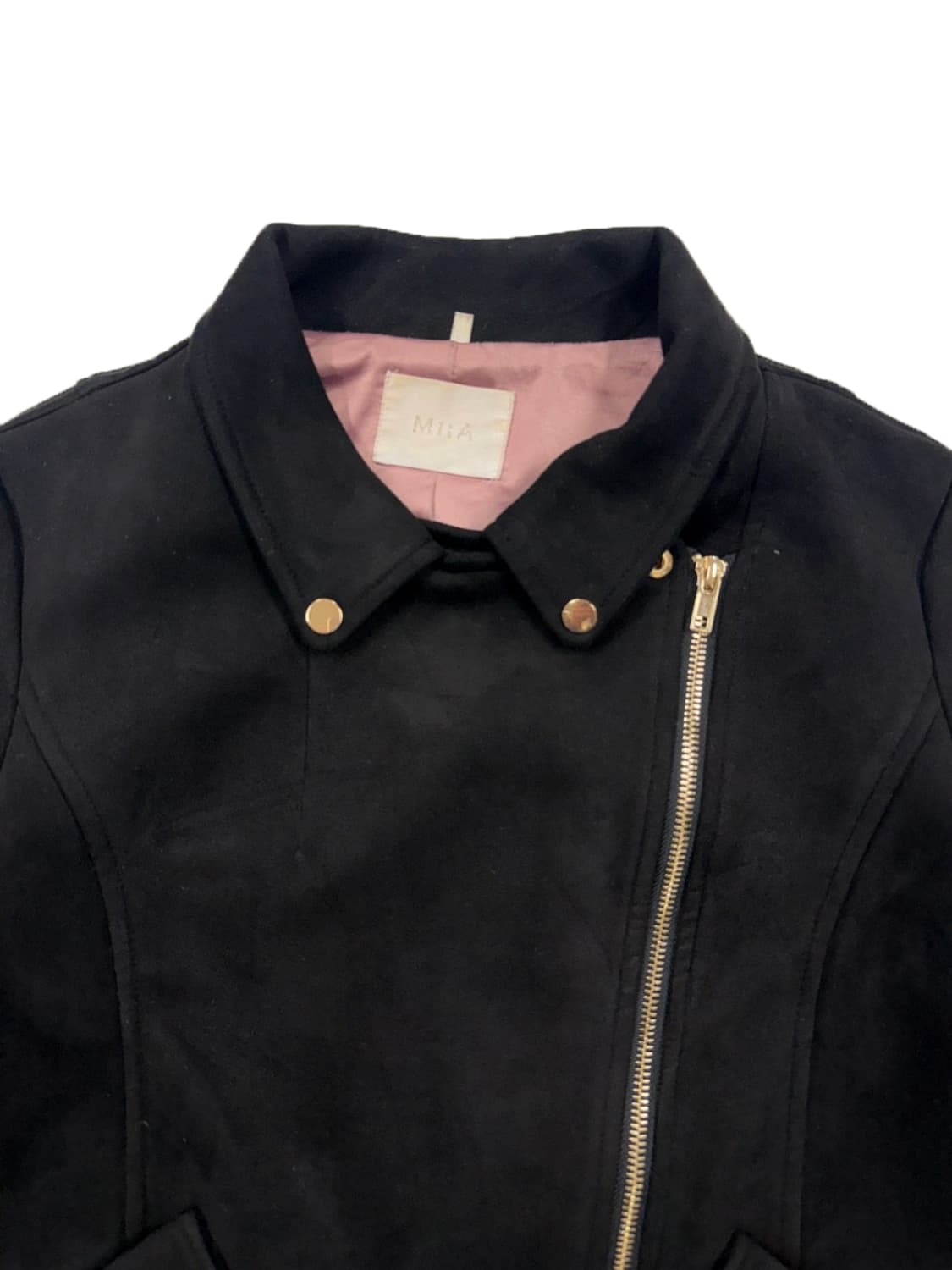 빈티지 MIIA 블랙 스웨이드 라인 라이더 자켓 상품이미지3