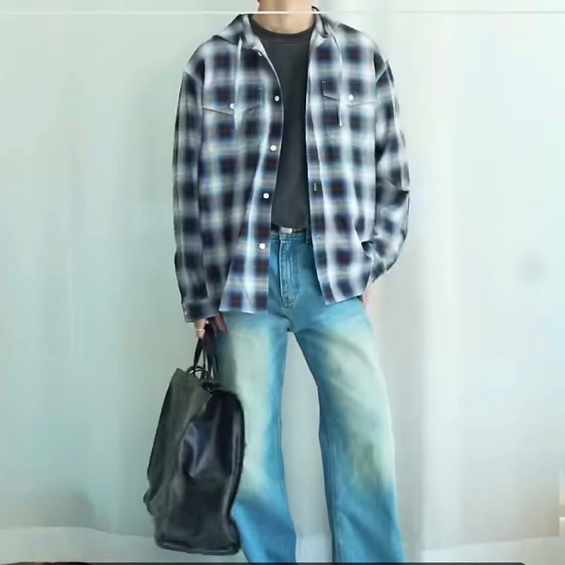 애프터프레이 웨스턴 체크 후디 셔츠 / 블루, L 상품이미지4