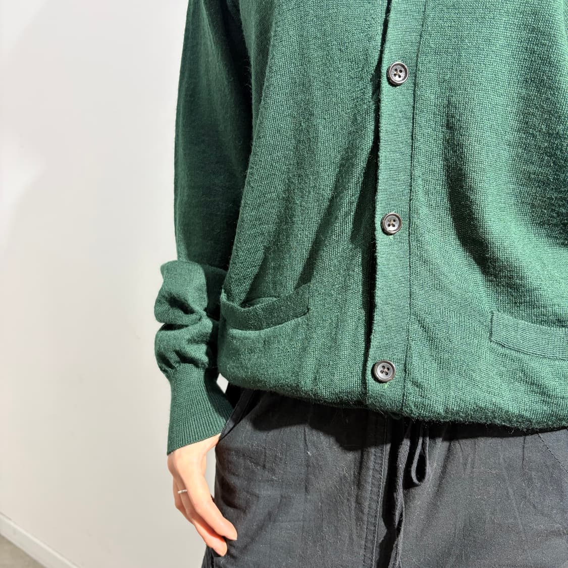 Beams 초록 니트 가디건 상품이미지3