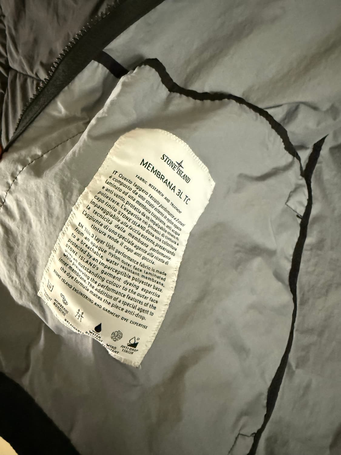 스톤 아일랜드 멤브라나 3L TC 가먼트 다이드 후드 자켓 블랙 상품이미지3