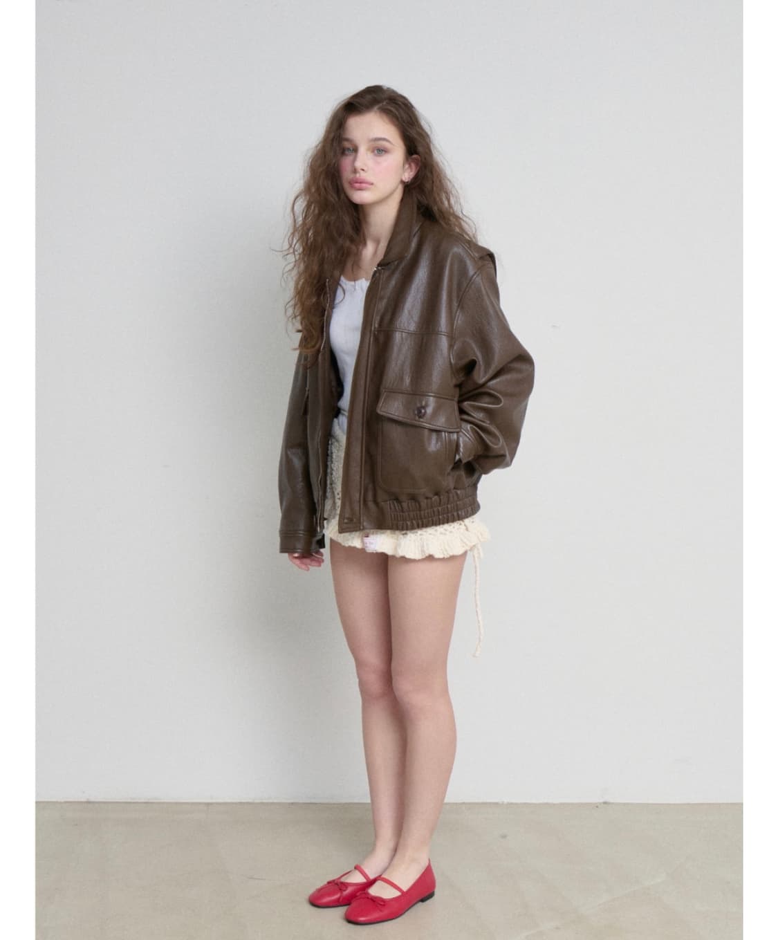 더오유 가죽자켓 브라운 상품이미지2