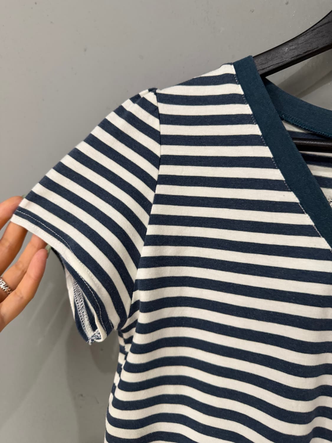 lace layered button-up stripe top 상품이미지7