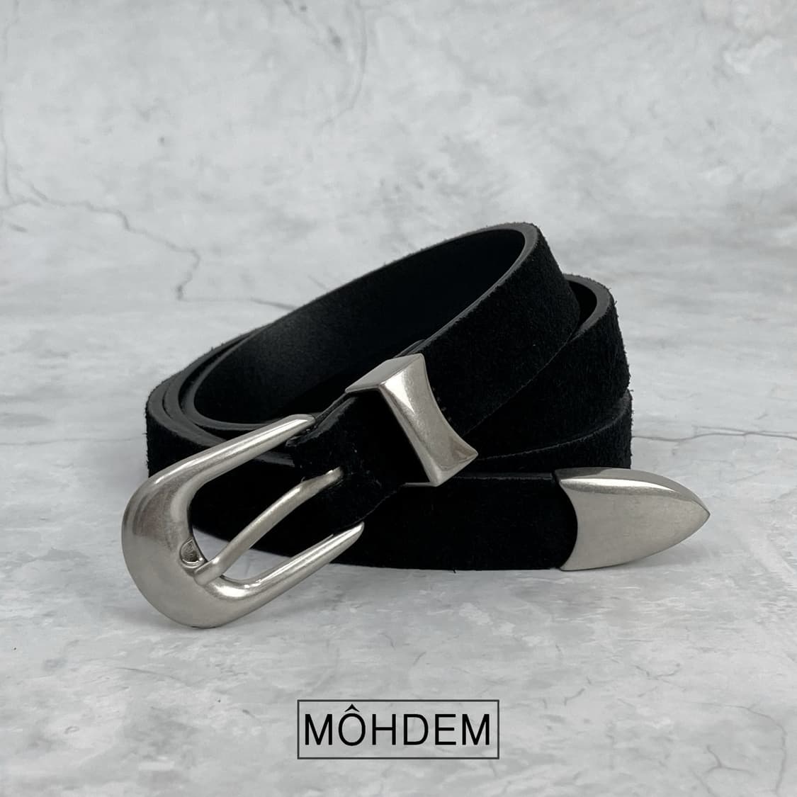 [Unisex] 웨스턴 카푸치노 스웨이드 벨트 블랙 상품이미지5