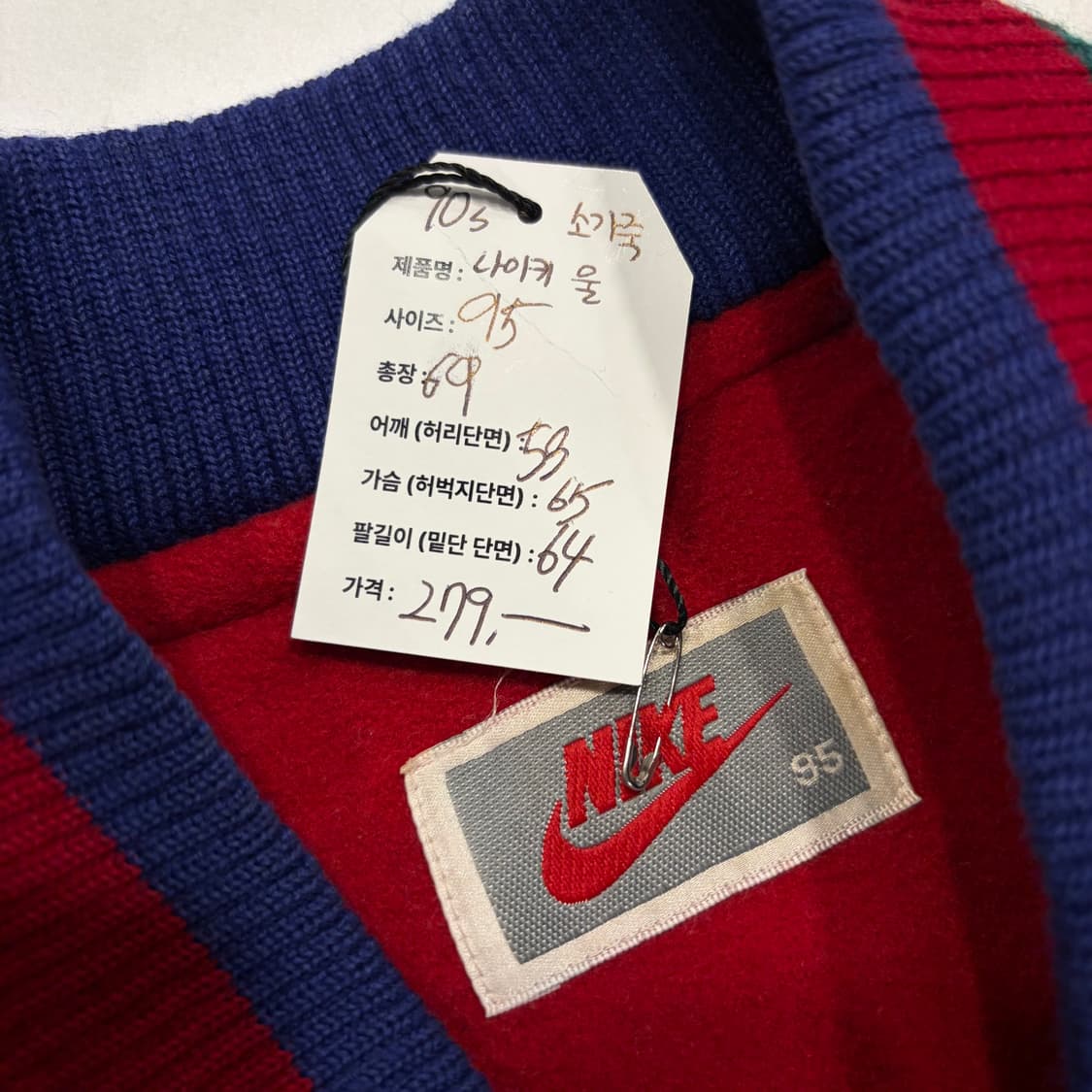 [95] 90s 나이키 올드스쿨 소가죽 스타디움 바시티 자켓 D482 상품이미지4