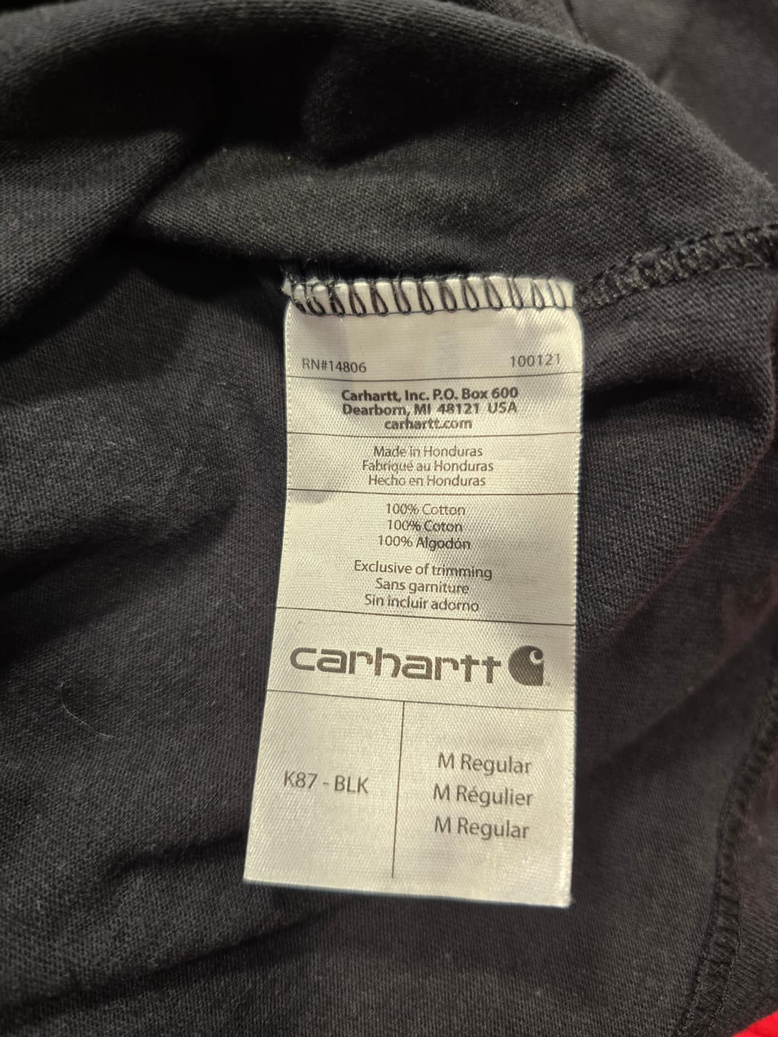 칼하트 K87 블랙 포켓 반팔티 M(95) 상품이미지6