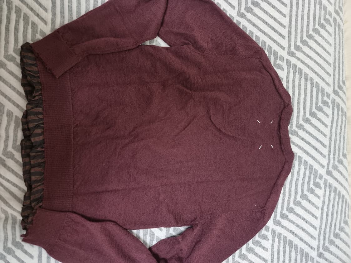 마르지엘라 디스트레스드 레이어드 니트 버건디 L size 상품이미지5