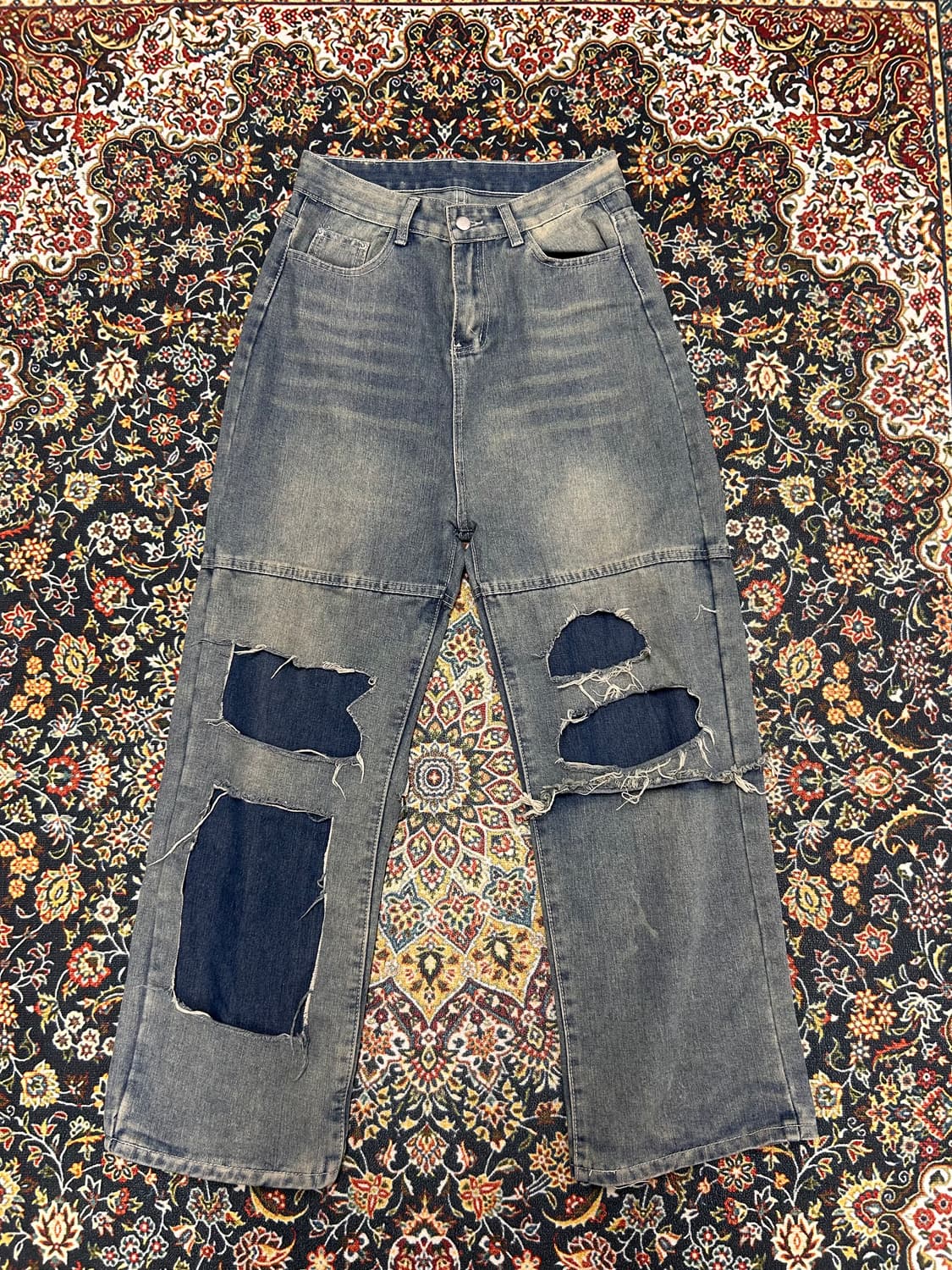 빈티지 데미지 스타일 데님 팬츠 상품이미지1