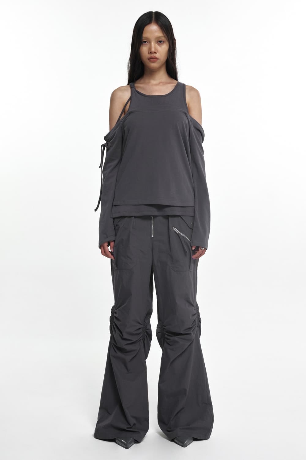[0] 나체 EXPOSURE ZIP DETAIL PANTS 차콜 상품이미지2