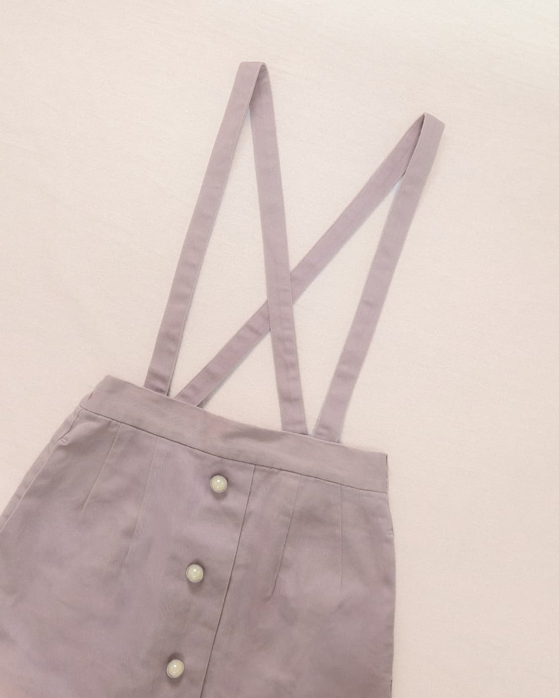 파스텔 모브 퍼플 펄 버튼 서스펜더 스커트 상품이미지3