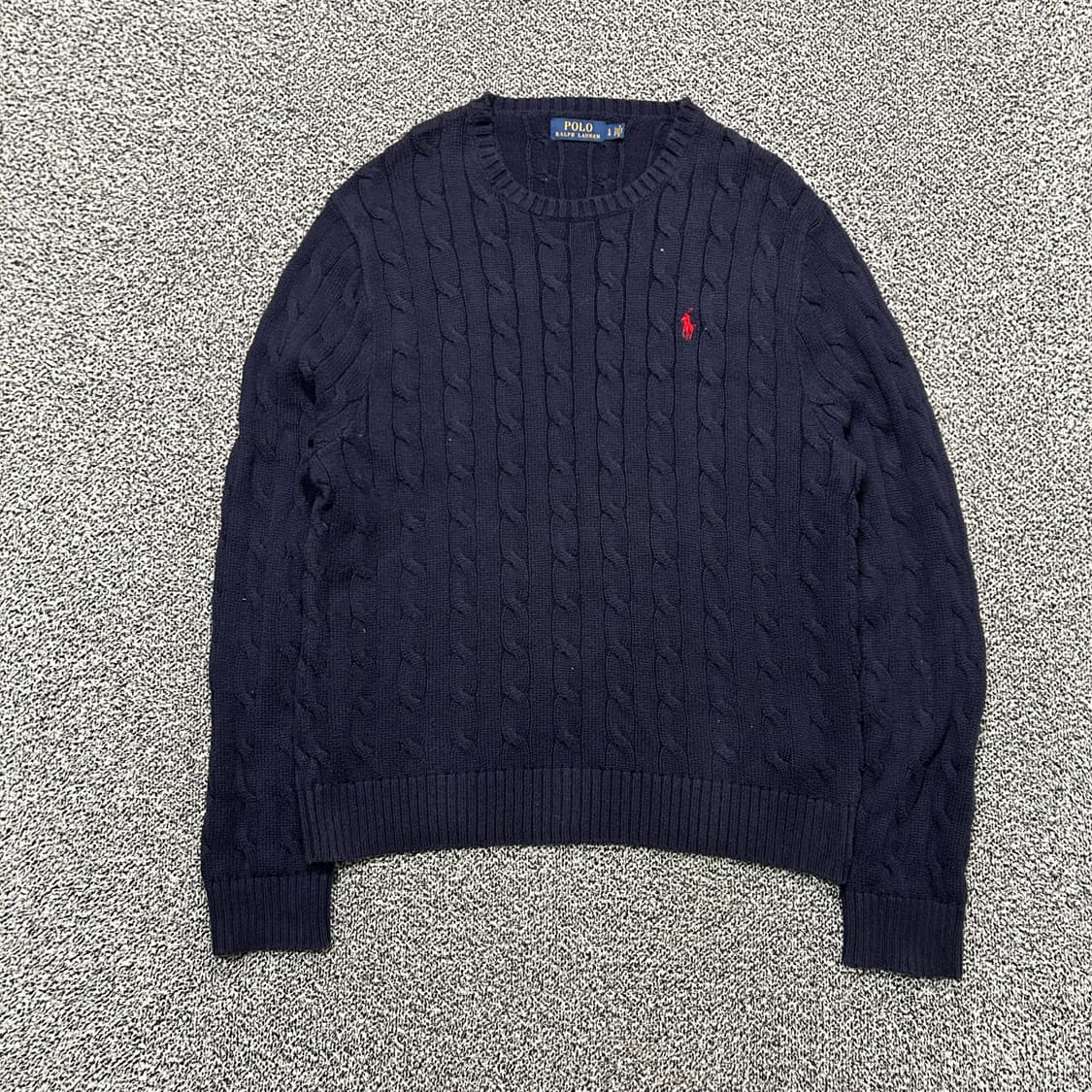 폴로 네이비 케이블 코튼 니트 상품이미지1