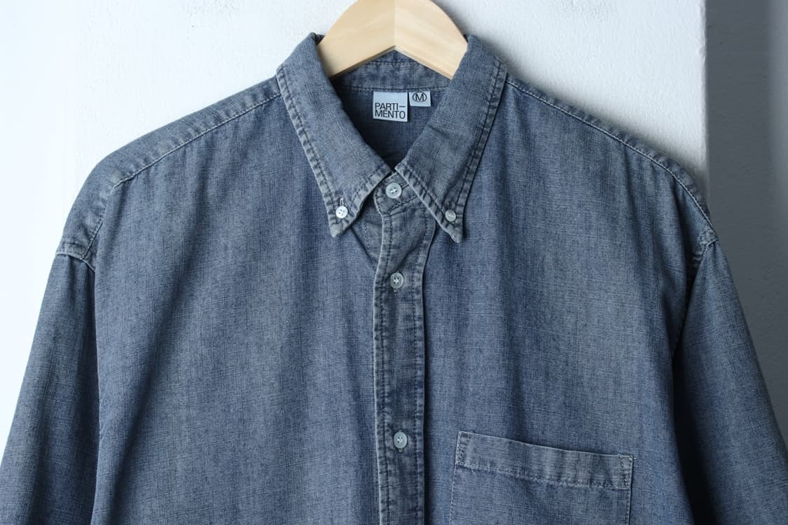(M-XL) 파르티멘토 반팔 카라 티셔츠 셔츠 남방 데님 청-H32641 상품이미지3