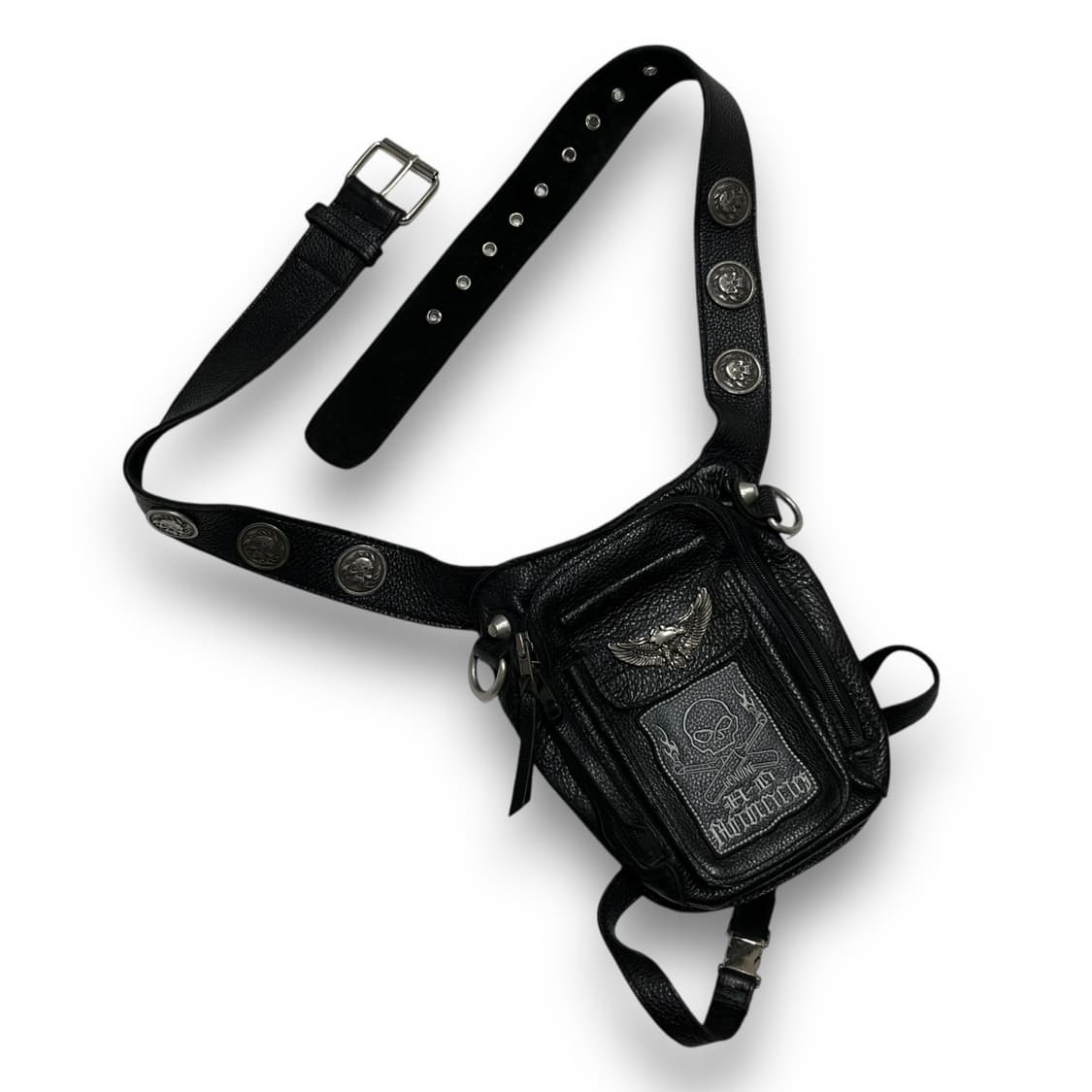 Biker Eagle Skull Stud Dark Belt 상품이미지2