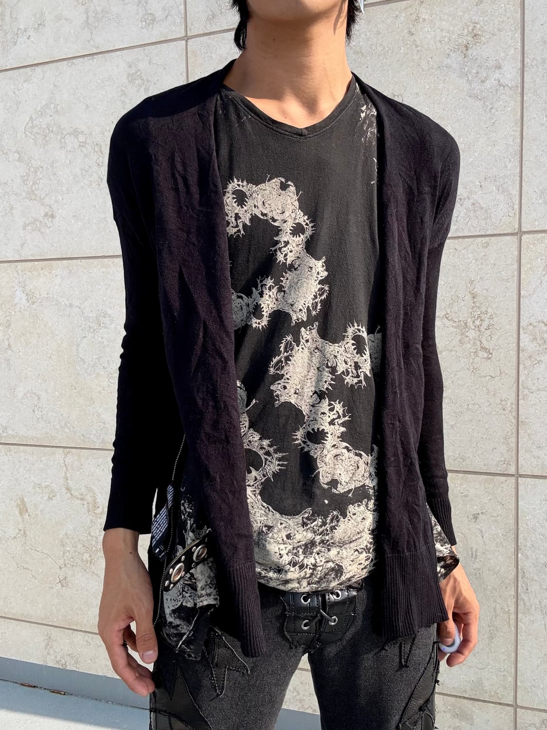 “Vintage” Zipper detail Black Cardigan 상품이미지8