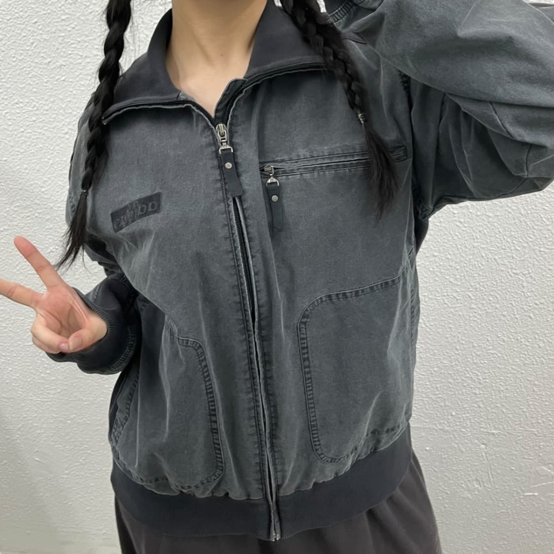 아디다스 00'S 박스로고 블랙라인 차콜 워크 자켓 100 상품이미지5