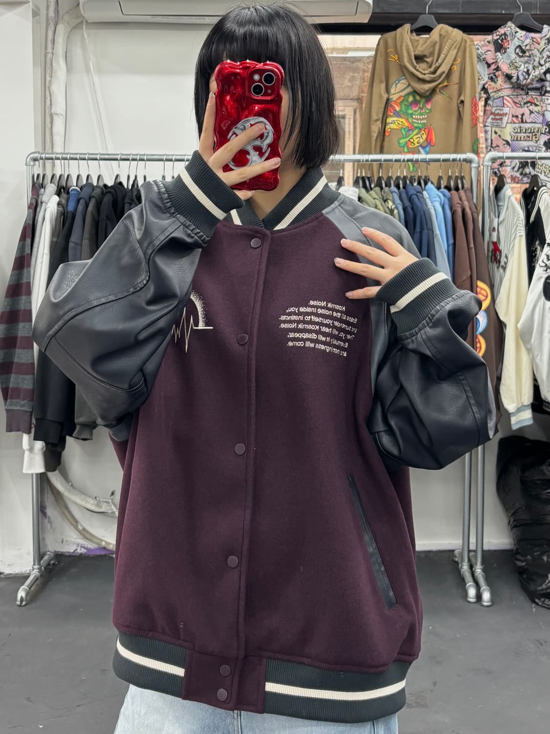 GU x 언더커버 버건디 바시티 상품이미지5