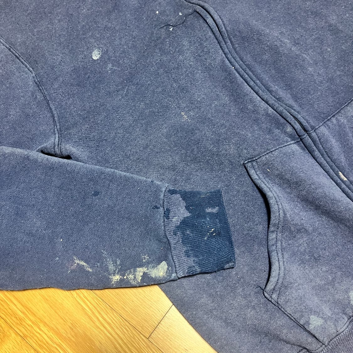 [L] 80s USA 빈티지 러셀 후드집업 페이디드 네이비 상품이미지2