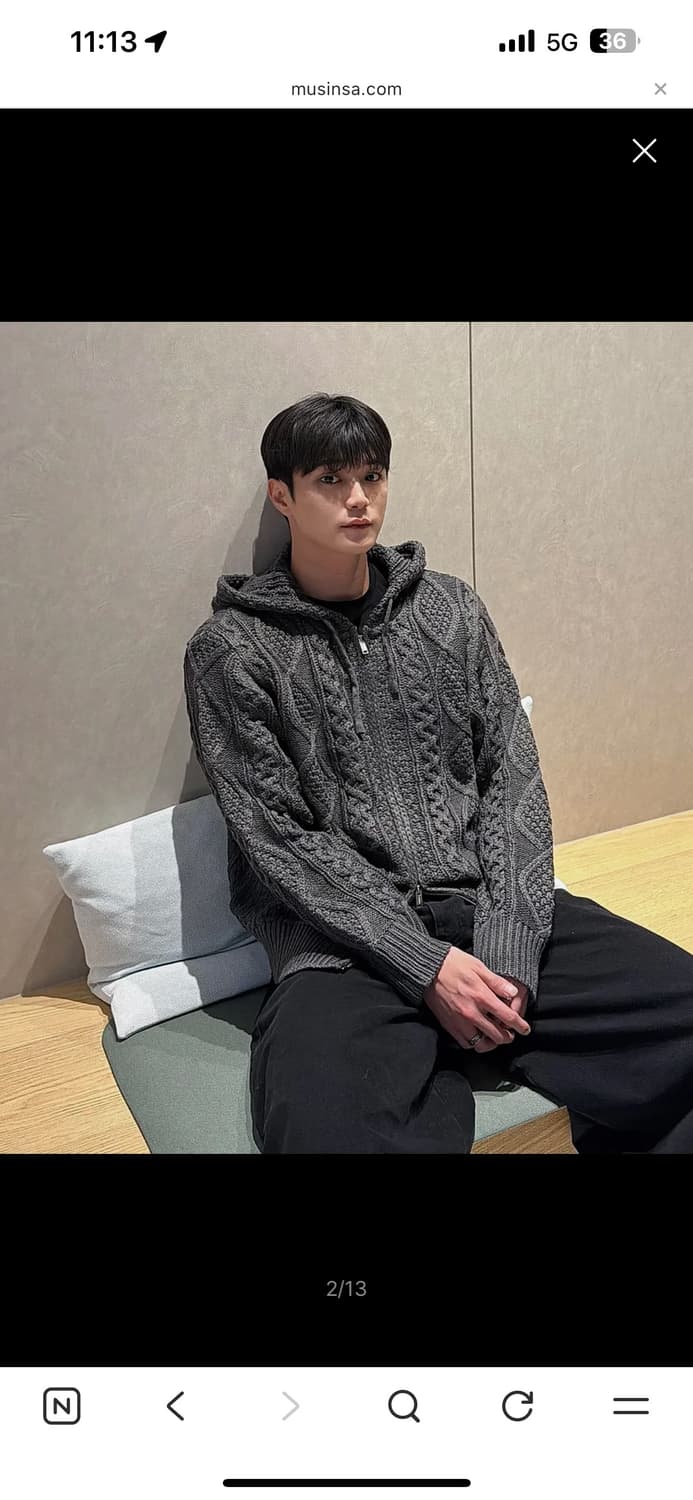 [M] 2WAY_아란 워셔블 오버핏 케이블 후드 집업 니트 상품이미지2