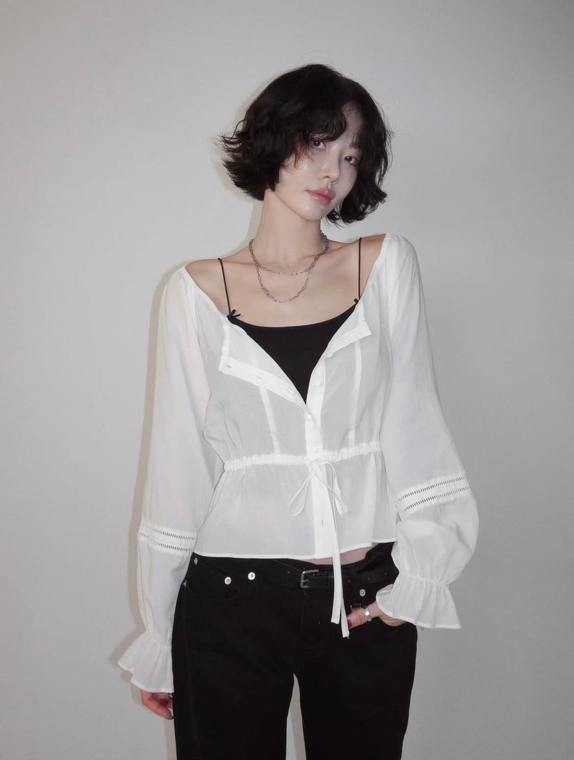 (새상품) 페일제이드 보헤미안 버튼 블라우스 화이트 상품이미지4