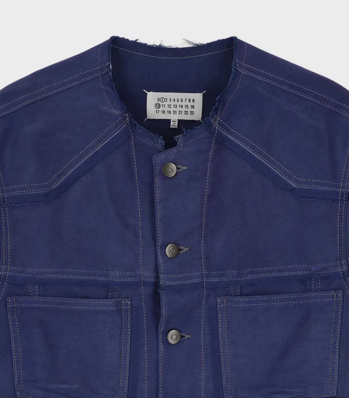 메종 마르지엘라 몰스킨 카라리스 디스트레스드 트러커 블루종 자켓 L 상품이미지3