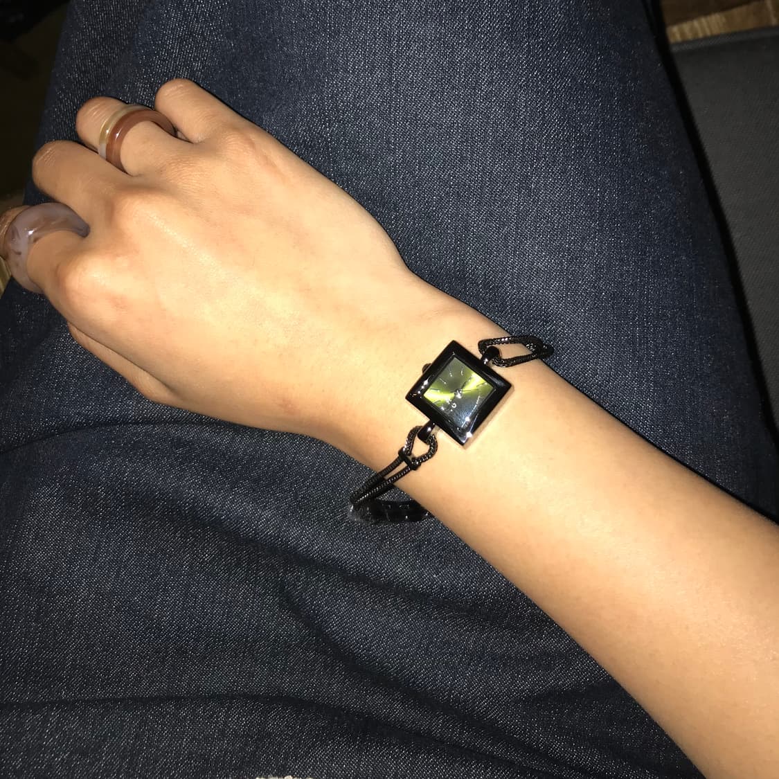 빈티지 올리브 그린 스퀘어 스트랩 시계 상품이미지2