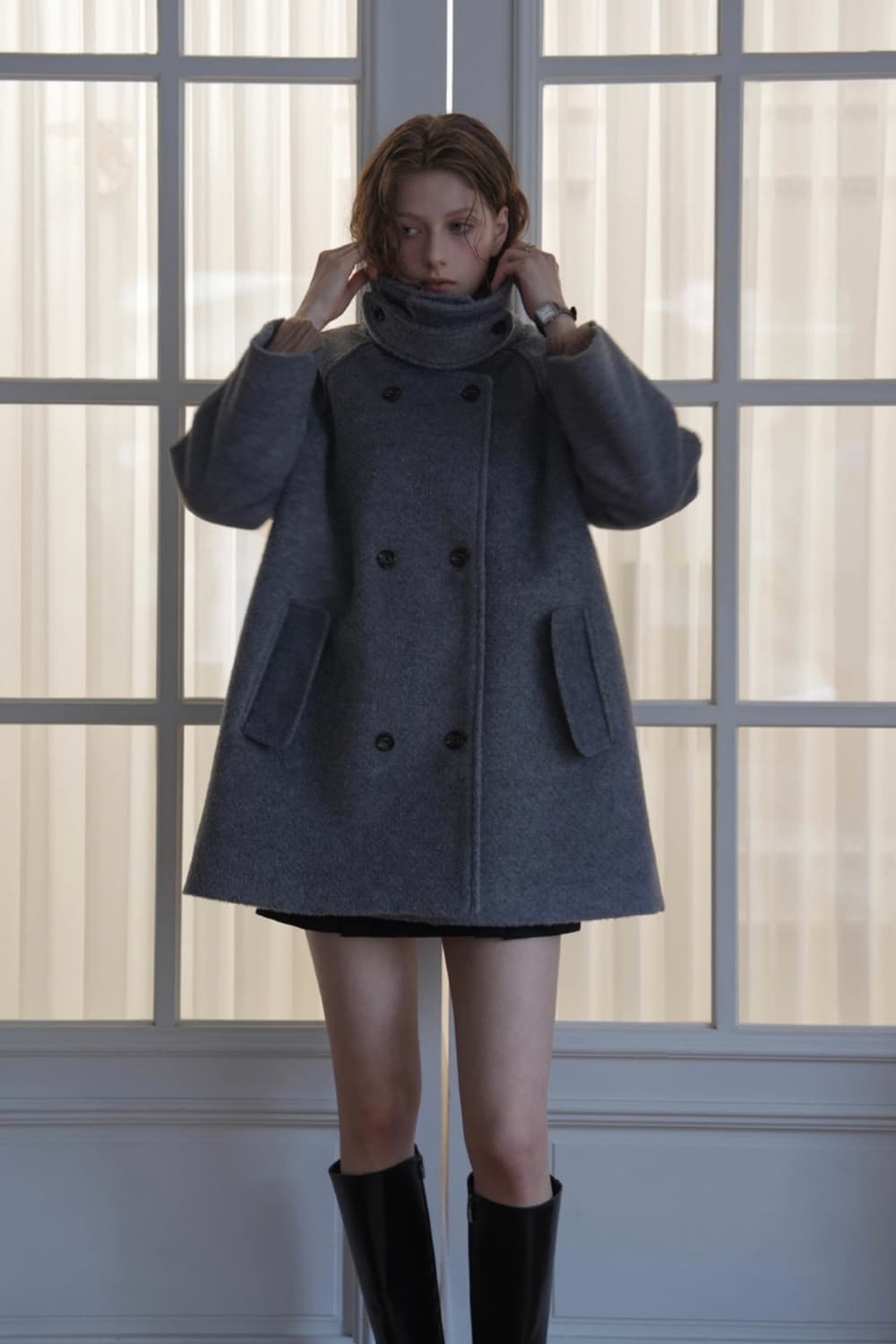 드헤베 울 더블 하프 코트 상품이미지3